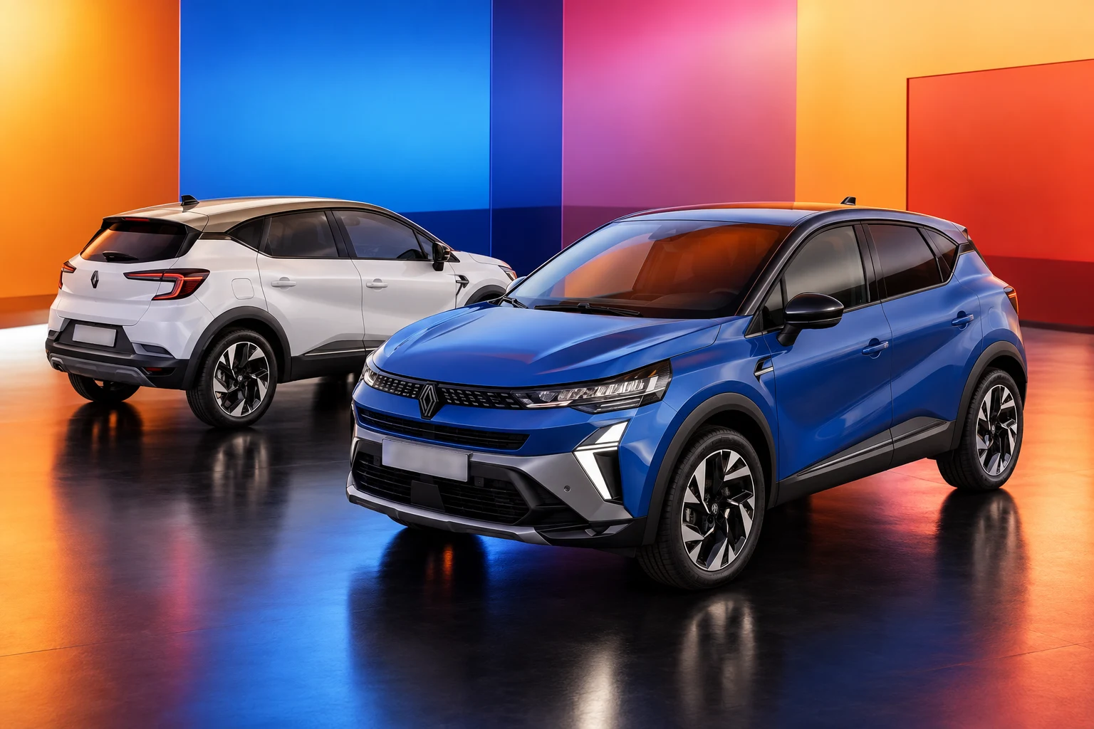 Dos Renault Captur en un estudio de colores